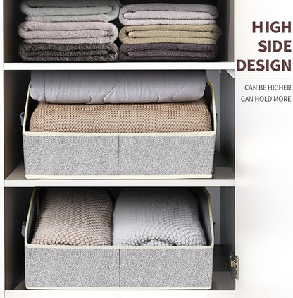Homsorout Closet Organizers Bins 6 Packs - Large Closet Shelf Organizer with Handles, Fabric Trapezoid Storage Bins, Collapsible Storage Cubes for Clothes, Towels, Light Gray - Image 5