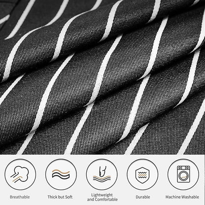 NLUS 2 Pack Cooking Aprons for Women with Pockets Adjustable Kitchen Bib Aprons for Women Men Chef, Black/White Stripe (Black/White Stripes) - Image 2