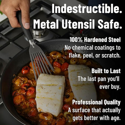 Misen Carbon Nonstick™ Skillet - Nitrided Carbon Steel - Professional Alternative to Teflon - 1100°F High Heat Ready - Easy Release - Induction, Oven, & Grill Safe - 10 Inch