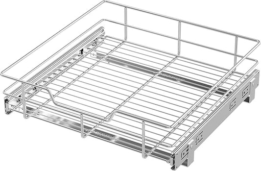 Pull Out Cabinet Organizer 17" W X 17" D, Slide Out Drawers For Kitchen Organizers and Storage, Pull Out Drawers For Cabinets Capacity Heavy Duty Caddy, Cabinet Shelves Chrome-Plated, Bathroom Pantry by STORKING