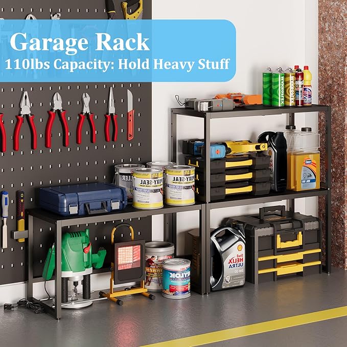Expandable Metal Storage Shelves, 110LBS Heavy Duty Shelving Units and Storage For Pots Pans Small Appliances, Adjustable Metal Storage Shelf Rack For Kitchen Cabinets Closet Pantry Warehouse Garage - Image 7