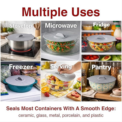 HIC Kitchen Cooking and Storage Lids, High-Heat Silicone, Set of 3 - Image 5