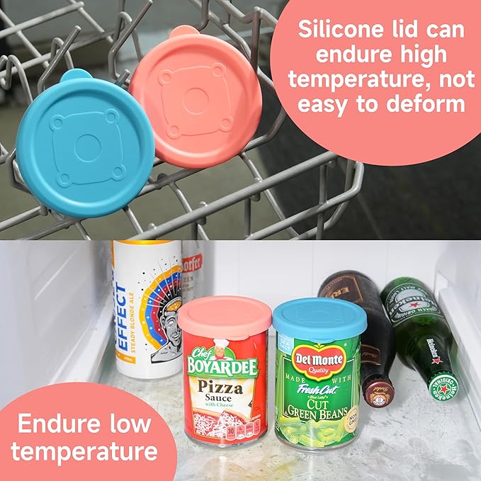 2PCs 3.0-inch Silicone Can Lids for Chef Boyardee | Van Camp's | Goya | Bush's Best | Farmer's Market Can, Can Cover for Canned Good Fit Most Standard Size, Soup Can Lid, Dishwasher Safe (Lids ONLY)