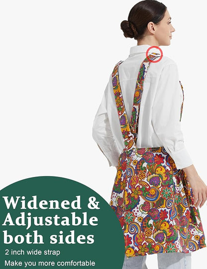 Cozy Adjustable Cross Back Aprons for Women with Pockets Cotton Linen Cooking Kitchen Baking