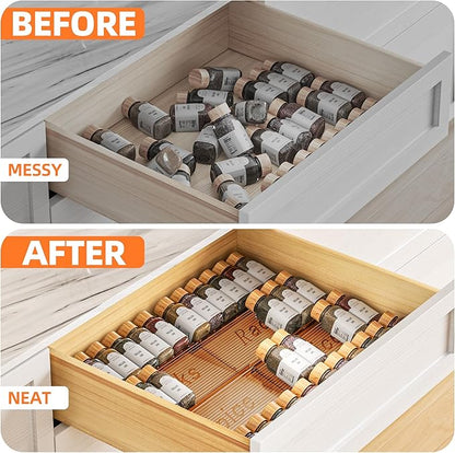 MUDEELA Clear Spice Drawer Organizer, 4 Tier- 2 Set (4 Packs) Spice Rack for Drawer, Expandable From 11" to 22" Kitchen Seasoning Organizers and Storage for Drawer (Jars not included), Amber - Image 3