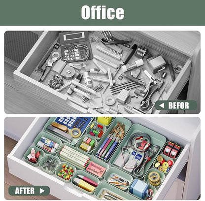 28 pcs Desk Drawer Organizer Tray, Multiple Sizes Plastic Drawer Organizer Storage, Stackable Organizer Containers For Makeup, Bedroom, Kitchen Gadgets Utensils and Office - Image 5