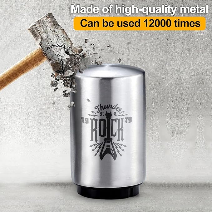 2PCS Automatic Beer Bottle Opener with Magnetic Cap Catcher, Stainless Steel One Handed Lid Opening Spring Loaded Push&Pop for Kitchen Home Bar Restaurant Household Utensils Beer Accessories Gift