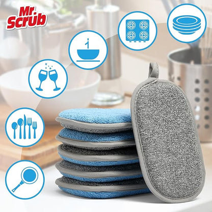 All-Purpose Sponges Kitchen, Non Scratch Dish Sponge for Washing Dishes Cleaning Kitchen, Rough Scrubbers Side for Non-Stick Cookware, Soft Microfiber Scrub Side for Dishes（6 Pack, Large） - Image 4