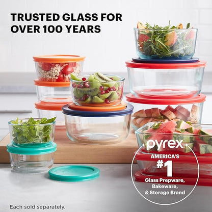 Pyrex Simply Store Glass Food Storage Container, Snug Fit Non-Toxic Plastic BPA-Free Lids, Freezer Dishwasher Microwave Safe, 4 Cup - Image 6