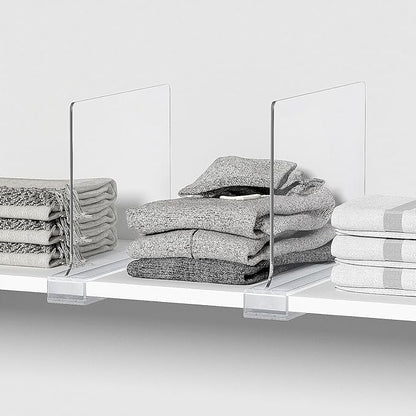 16 PCS Shelf Dividers for Closet Organization Acrylic Clear Closet Shelf Divider for Wooden Shelving Suitable for Wooden or Vertical Shelves Or Bedroom, Kitchen and Office