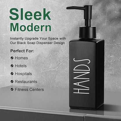 Hand Soap Dispenser, Matte Black Soap Dispenser for Bathroom, Glass Hands Liquid Dispenser with Pump, Farmhouse Soap Bottle Dispenser, Refillable Soap Bottle for Bathroom Decor, 12.3fl oz - Image 4