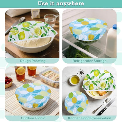 2 Large Reusable Beeswax Bowl Covers for Bread Proofing, 10/12 Inch Elastic Beeswax Wraps Cotton Cloth Sourdough Bowl Covers for Proofing Baskets, Mixer Bowls, Food Storage Containers