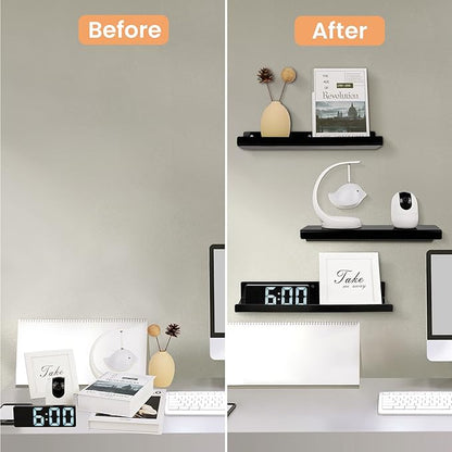 upsimples Acrylic Shelves for Wall Decor, 15" Display Shelf Perfume Organizer for Bathroom, Bedroom, Living Room, Floating Bookshelves for Kids, Black, 4 Pack - Image 6