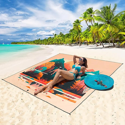 HIHOHO Beach Blanket Waterproof Sandproof Extra Large Beach Mat 79" X 83"/120"x108"for 1-8 Adults Quick Drying Durable Outdoor Picnic Mat for Beach Travel Camping Hiking