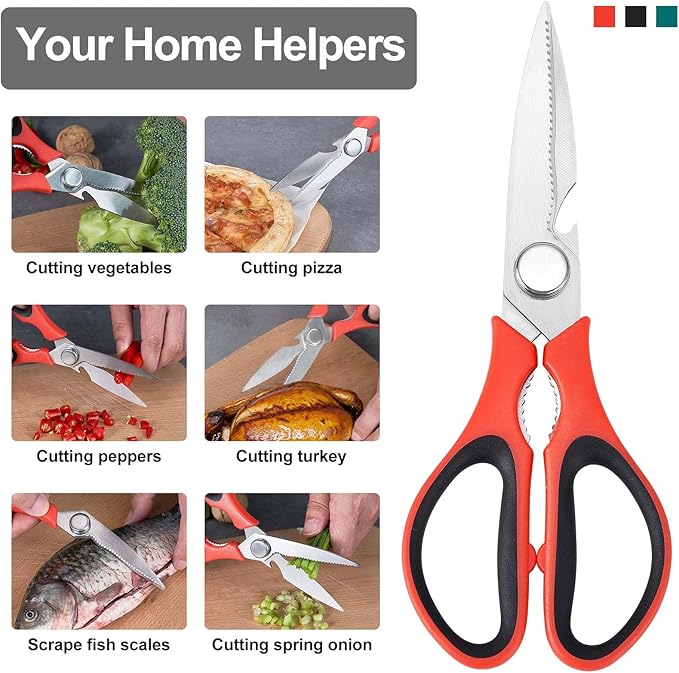 3-Pack Kitchen Scissor All Purpose Kitchen Shears Heavy Duty Scissors Stainless Steel Dishwasher Safe Cooking Scissors, Kitchens Utensils removable for Cutting Meat, Chicken,Fish, Vegetable - Image 3