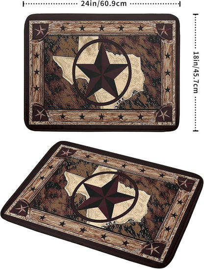 Giwawa Western Texas Star Dish Drying Mat 18"x24", Rustic Primitive Country Style Dish Drainer Mats, Farmhouse Brown Reversible Dish Drying Rack Pad Protector for Kitchen Tabletop Large Decor