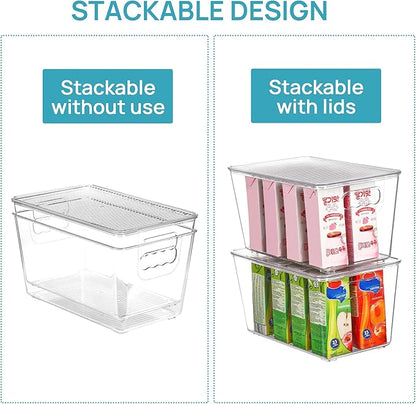 Vtopmart 1 Pack Clear Stackable Storage Bins with Lids, Medium Plastic Containers with Handle for Pantry Organizer and Storage,Perfect for Kitchen,Fridge,Cabinet, Closet,Bathroom Organization - Image 7
