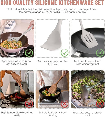 Kitchen Utensils Set-12 Pieces Silicone Cooking Utensils Set (Dishwasher Safe) 392°F Heat Resistant Spatula Set, Nonstick Cookware - Image 3