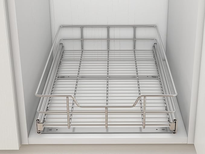 Pull Out Cabinet Organizer 9" W X 17" D, Slide Out Drawers For Kitchen Organizers and Storage, Pull Out Drawers For Cabinets Capacity Heavy Duty Caddy, Cabinet Shelves Chrome-Plated, Bathroom Pantry - Image 8