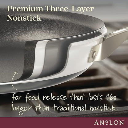Anolon Achieve Hard Anodized Nonstick Cookware Pots and Pans Set, 9 Piece - Cream