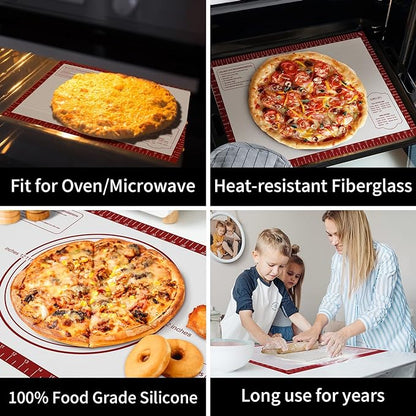 Silicone Baking Pastry Mat, Non Stick Dough Rolling Sheet with Measurement, Nonslip Kitchen Counter Mat, Oven Liner Mat Fondant Dough Kneading Mat for Making Cookies Macarons Bread Pizza - Image 6