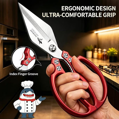 MAD SHARK Heavy Duty Kitchen Scissors, Dishwasher Safe All Purpose Kitchen Shears, Premium Sharp Poultry Shears for Turkey, Meat, Seafood, Vegetables, Stainless Steel Blades, Gifts for Men Women