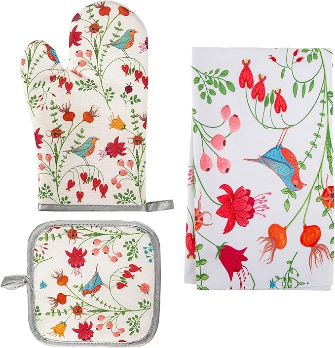 3 Pcs Kitchen Stuff, Kitchen Oven Mitts and Pot Holders Sets with Microfiber Wild Floral Kitchen Towels,Kitchen Accessories,Gifts for Women