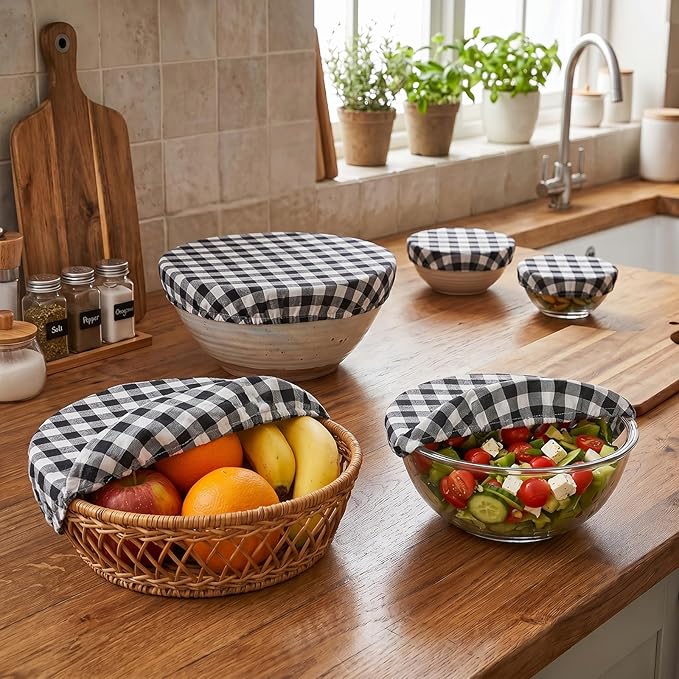 Reusable Bowl Covers, 5 Size Stretch Cloth Bowl Covers for Bread Proofing, cloth Fabric bowl Cover for Food Fruits Leftover (P)