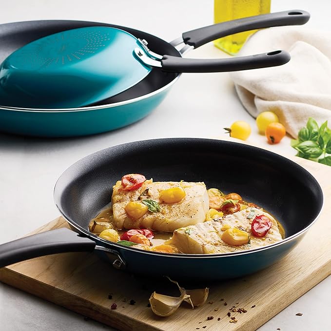 Tramontina Porcelain Enamel Non Stick 3-Pack Frying Pans, Skillet Set with Reinforced Nonstick Coating, Dishwasher and Oven Safe (Teal) - Image 2