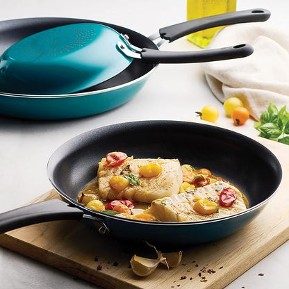 Tramontina Porcelain Enamel Non Stick 3-Pack Frying Pans, Skillet Set with Reinforced Nonstick Coating, Dishwasher and Oven Safe (Teal) - Image 2