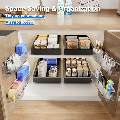 MUSTORN 2 Pack Adhesive Cabinet Door Organizer, Lid Organizers Inside Cabinet Spice Rack Food Container/Tumbler Lids Holders for Kitchen & Bathroom Wall Mounted(Acrylic) - Image 3