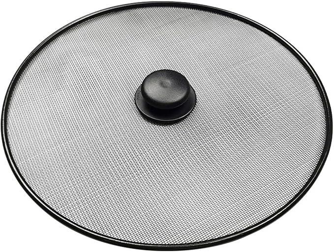 Splatter Screen, Frying Pan Splatter Screen, Splash Guard Lid with Knob, Extra Fine Mesh Splash Guard Pot Lid,Iron Coating Grease Guard Frying Pan Cover for Cooking(size:29cm) by Unknown