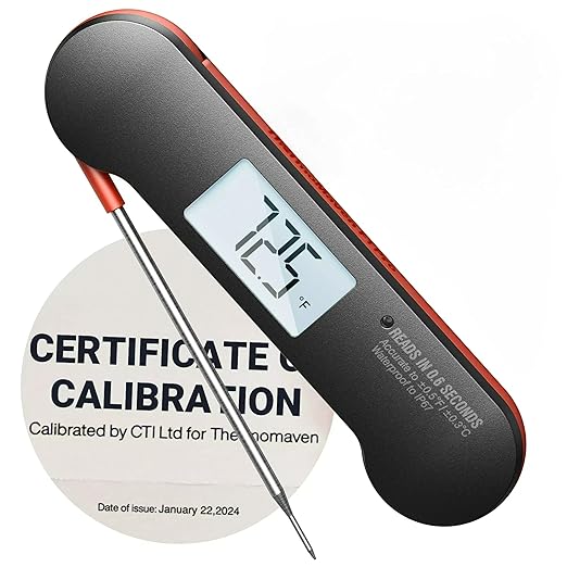 ThermoMaven Professional Meat Thermometer Digital, 0.6 Sec Instant Read, ±0.5℉ NIST Certified Accuracy, IP67 Waterproof, Bright Backlit, Temperature Indicator for Grill, BBQ, Smoker by ThermoMaven