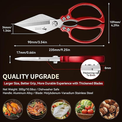 MAD SHARK Heavy Duty Kitchen Scissors, Dishwasher Safe All Purpose Kitchen Shears, Premium Sharp Poultry Shears for Turkey, Meat, Seafood, Vegetables, Stainless Steel Blades, Gifts for Men Women