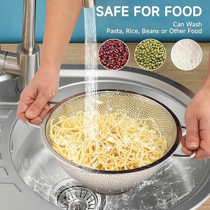 Colander for Kitchen, 3QT, Stainless Steel Colander Strainer with Handle for Fruits Vegetables Cooking Food, Dishwasher Safe - Image 3