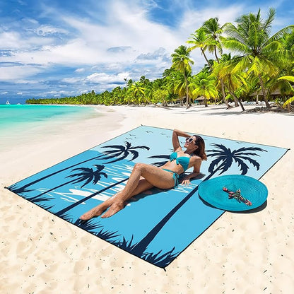 HIHOHO Beach Blanket Waterproof Sandproof Extra Large Beach Mat 79" X 83"/120"x108"for 1-8 Adults Quick Drying Durable Outdoor Picnic Mat for Beach Travel Camping Hiking