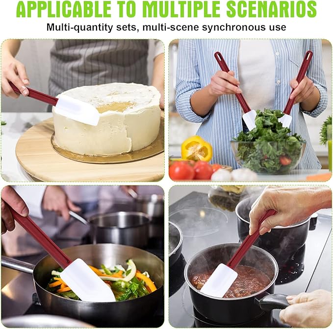 Meekoo 5 Pcs 10 Inch Rubber Spatula, 500℉ High Heat Resistant Spatulas Commercial Food Bpa Free Grade Non Stick Silicone Spatula for Baking Kitchen Cooking Dishwasher Safe - Image 7