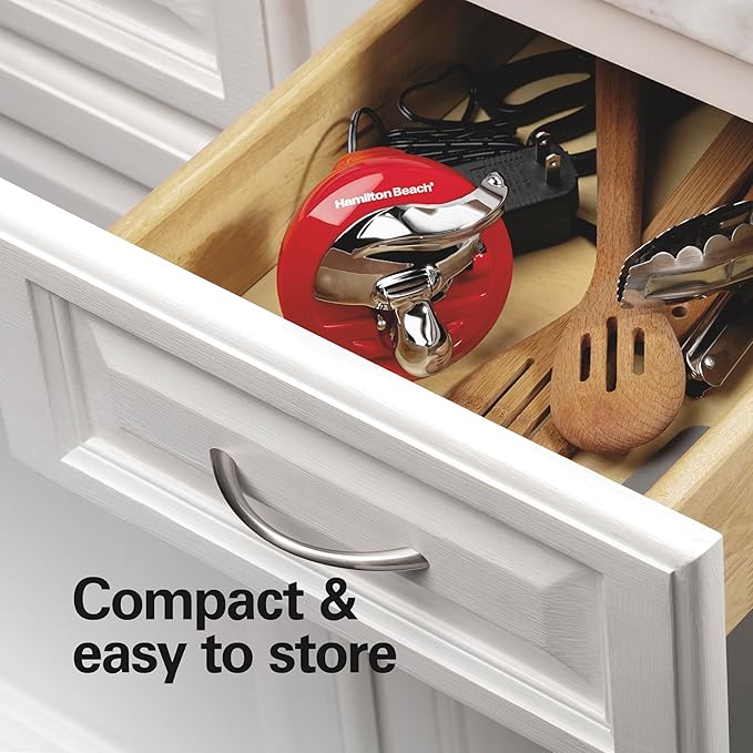 Hamilton Beach Walk 'n Cut Electric Can Opener for Kitchen, Use On Any Size, Automatic and Hand-Free, Cordless & Rechargeable, Easy Clean Removable Blade, Red (76506) - Image 5
