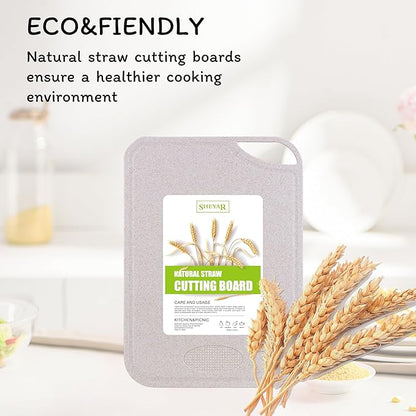 Cutting Board for Kitchen, Wheat Straw Fiber Cutting Board, Dish Washer Safe, w/Juice Grooves for Meat, Veggies,Easy Grip Handle, Non-slip Surface,Eco-friendly,Serveware Accessories(13.1‘x9.4‘)