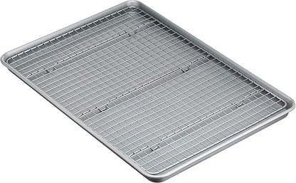 Amazon Basics Ceramic Nonstick Baking Sheet & Cooling Rack Set, Dishwasher Safe, Oven Safe, Half Sheet Size, Gray, 1-Pack by AmazonBasics