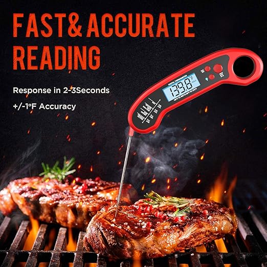 Meat Thermometer Digital, Instant Read Meat Thermometer for Grill and Cooking, Waterproof Food Thermometer for Kitchen and Outside, BBQ, Turkey, Candy, Liquids, Beef - Image 2