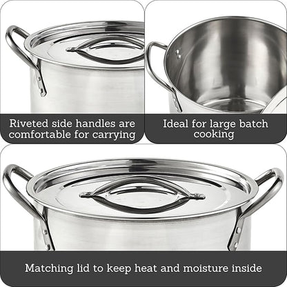 IMUSA 16Qt Stainless Steel Stock Pot with Lid, Large Cooking Pot for Soups, Boiling Seafood, Pasta, Stews, and Family Meals - Image 2