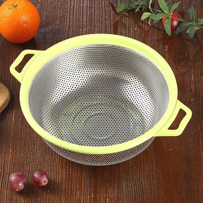 HiramWare Stainless Steel Colander With Handle and Legs, Large Metal Green Strainer for Pasta, Spaghetti, Berry, Veggies, Fruits, Noodles, Salads, 5-quart 10.5” Kitchen Mesh Colander, Dishwasher Safe - Image 5