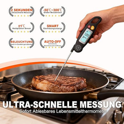 Antonki Meat Thermometer Digital - Instant Read Food Thermometer with Backlight for Cooking Grilling Baking Kitchen Candy BBQ Oil Liquid, Backlit Display, Battery Included - Image 2