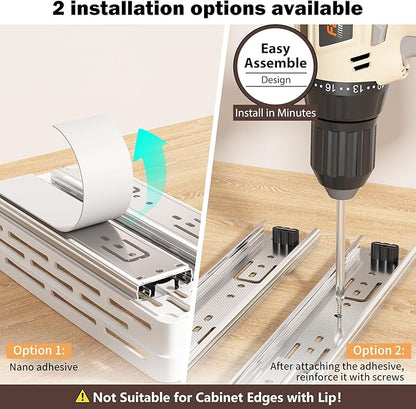 Pull Out Spice Rack Organizer for Cabinet, 2 Pack Slide Out Spice Racks Organizer, Spice Cabinet Organizers, Cabinet Size Need:12'' Highx11'' Deepx5'' Wide,Hold 10 Spice Jar Each Tier-2Tier, White - Image 2