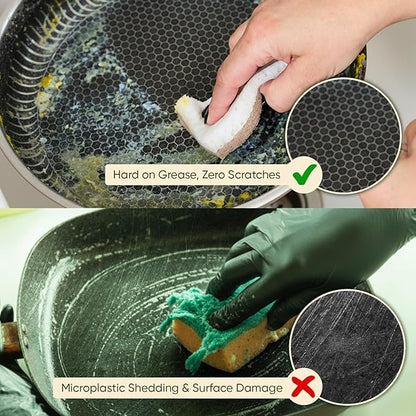 Plant-Based Kitchen Sponges (12 Pack) | USDA Biobased Certified | FSC & PETA Approved | Natural Cellulose & Coconut Scrubber Sponge | S-Shaped Design | Eco-Friendly, Non-Scratch, Non-Toxic & Vegan - Image 5