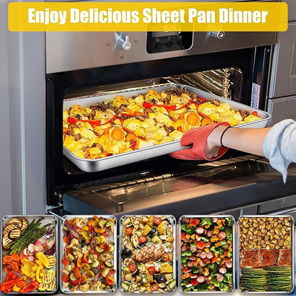 Homikit Baking Pan Sheet Set of 2, Stainless Steel Cookie Sheets Tray for Oven, 20 x 14 Large Metal Half Sheet Bakeware for Cooking Baking, Rustproof & Heavy Duty, Mirror Finish & Dishwasher Safe - Image 6