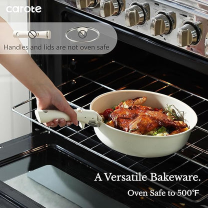 CAROTE 19pcs Pots and Pans Set, Nonstick Cookware Set Detachable Handle, Induction Kitchen Cookware Sets Non Stick with Removable Handle, RV Cookware Set, Oven Safe - Image 4