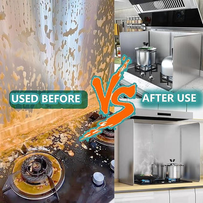 Grease Stove Splash Guard for Cooking | 2 Sided Kitchen Stove Splatter Guard Backsplash Back Splash Protector for Wall, Foldable Stainless Steel,15.7” X 15.7” X 15.7” Per Piece, 2 Pcs In Package - Image 2