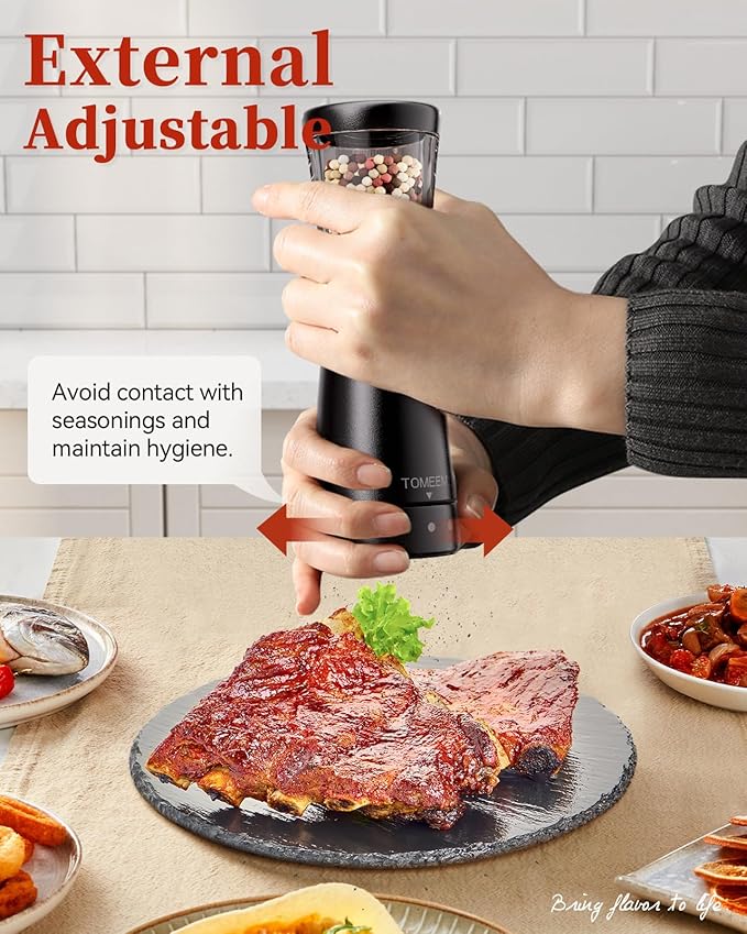 Electric Salt and Pepper Grinder Set with Storage Base, Stainless Steel Rechargeable Salt and Pepper Grinder Set with 4.5 oz Large Capacity, 1.8" Wide Mouth, Adjustable Coarseness, Ideal for Kitchen - Image 6